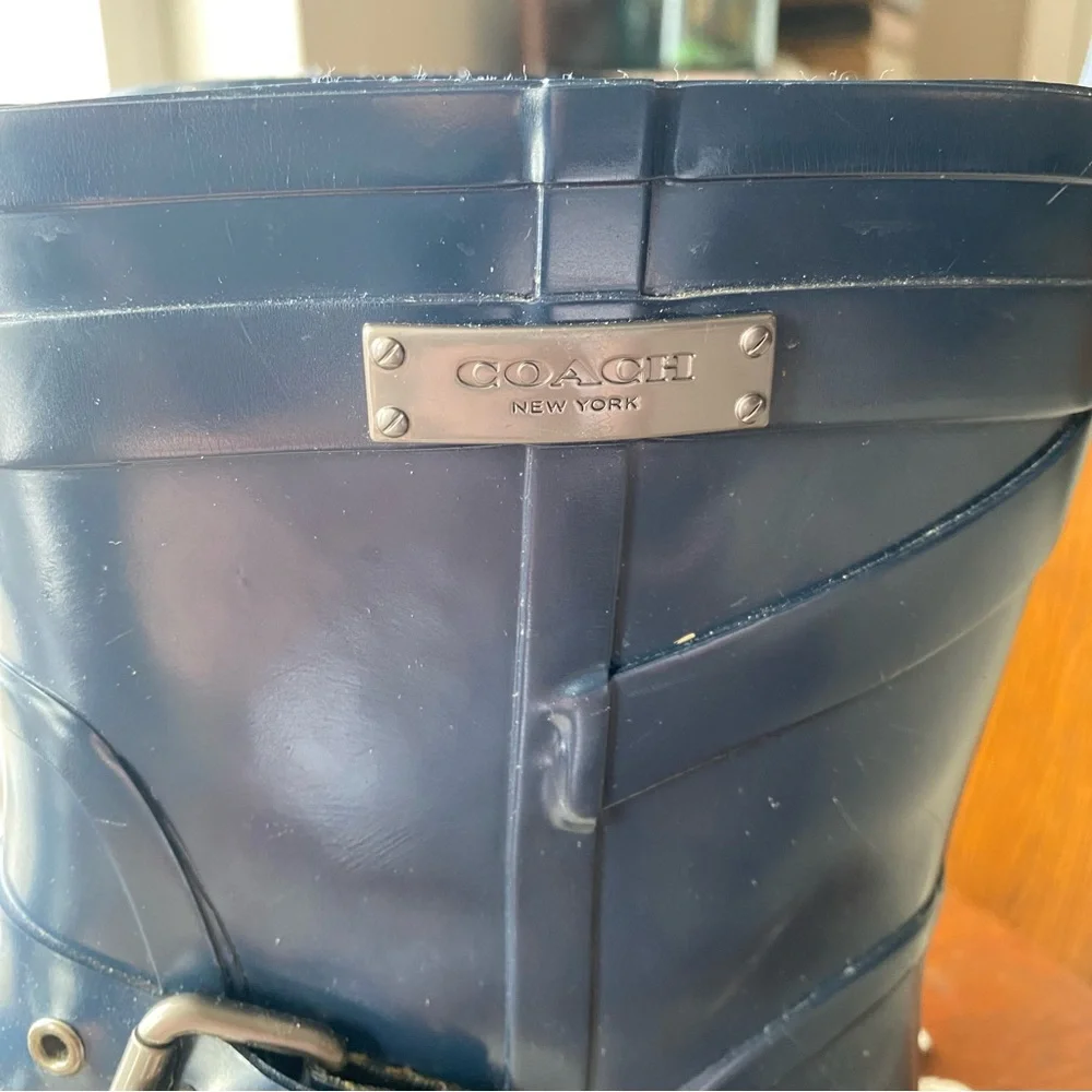 Coach Womans Navy Rain Boots NWOT